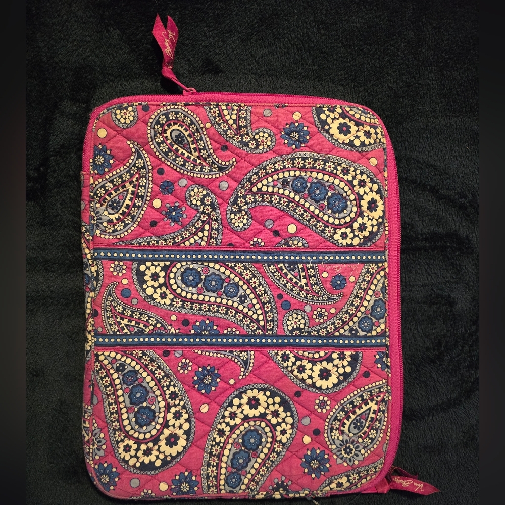 Vera Bradley Portfolio Laptop Tablet Sleeve Zip Cover Case Bag Pink Paisley